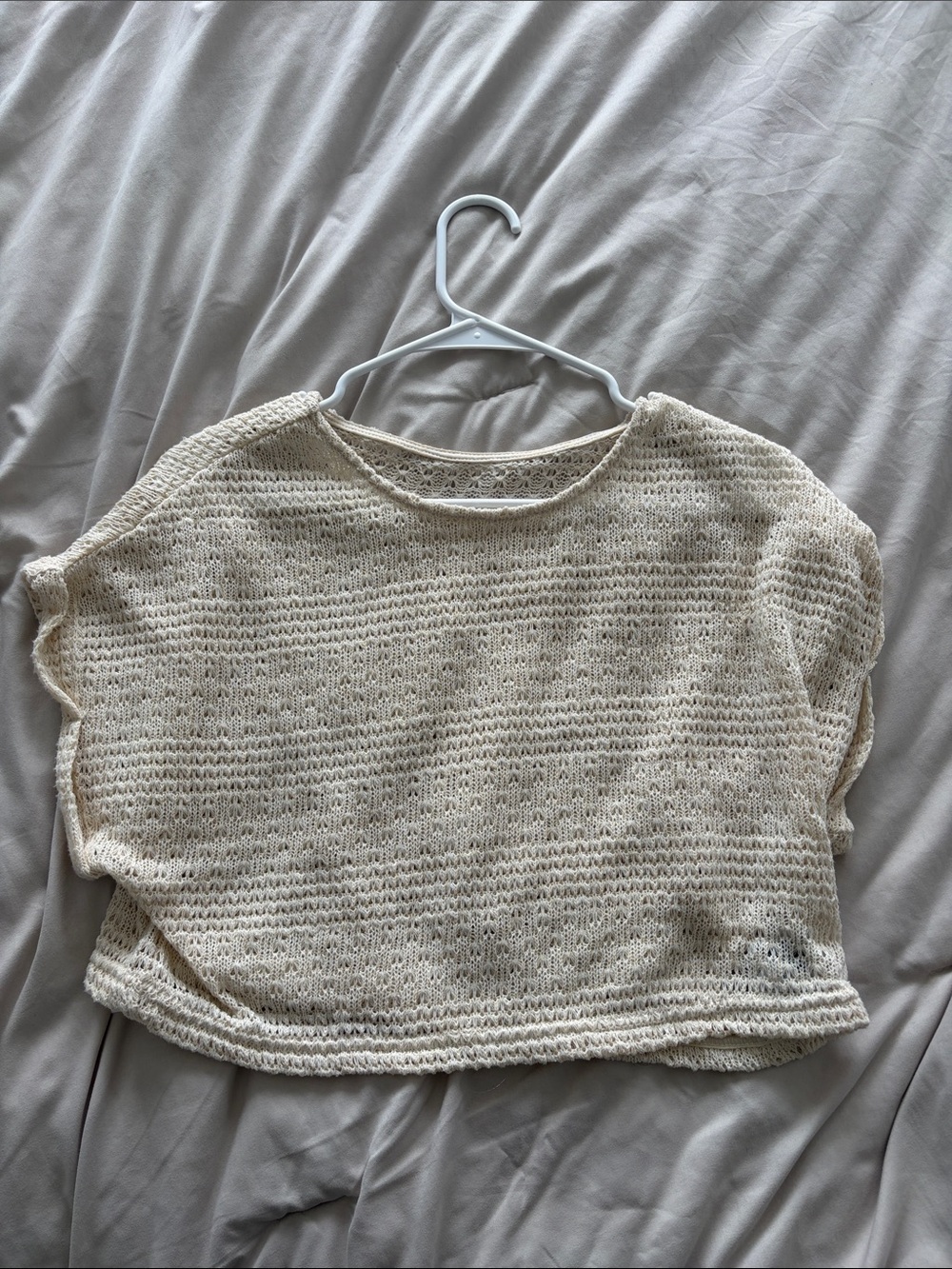 Lightweight Cropped Knit Top - Cream